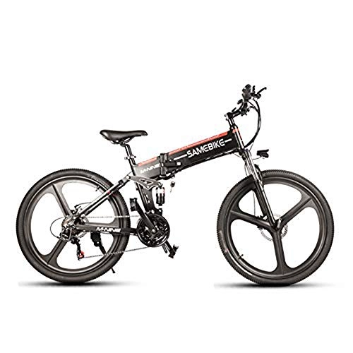 Bicicleta de montaña eléctrica plegables : YOUSR Bicicleta Eléctrica con Ciclomotor 350W Bicicleta Plegable Inteligente 10.4Ah 48V 30 Km / H Velocidad Máxima Luz