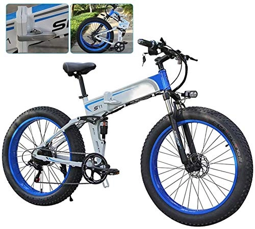Bicicleta de montaña eléctrica plegables : ZJZ Bicicleta eléctrica Plegable Tres Modos de Trabajo Bicicletas Plegables de aleación de Aluminio Ligera 350W 36V con Amortiguador Trasero para Adultos Transporte Urbano
