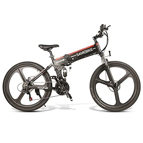 Bicicleta de montaña eléctrica plegables : ZWHDS 26 Pulgadas Plegable e-Bike-4 8V 10AH Bici de montaña Bicicleta eléctrica 350W Motor Bicicleta eléctrica Bicicletta Elettrica 35km / h (Color : Black)