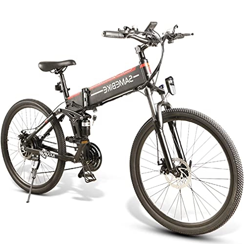 Bicicleta de montaña eléctrica plegables : ZWJABYY 26 Pulgadas Bicicleta EléCtrica MontañA, Bicicleta Plegable Adulto, con Motor De 500W, BateríA ExtraíBle De 48V / 10Ah, Velocidad MáXima De 35Km / H, para Bicicleta EléCtrica Urbana De MontañA, Black