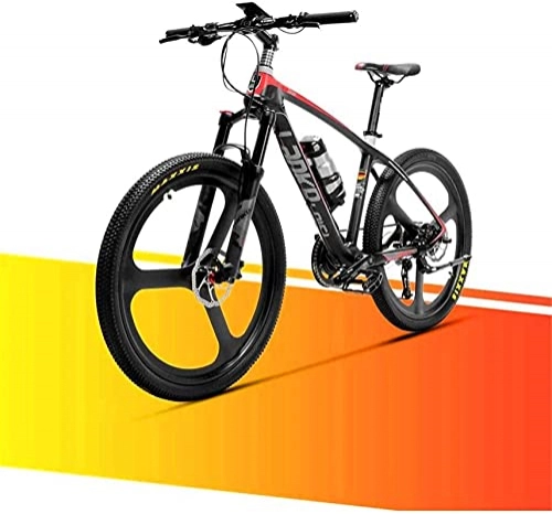 Bicicletas de montaña eléctrica : 36V 6.8AH Bicicleta de montaña eléctrica Viaje en Ciudad Ciclismo de Carretera Bicicleta Fibra de Carbono Superligera 18 kg Sin Bicicleta eléctrica con Freno hidráulico (Color: Rojo)