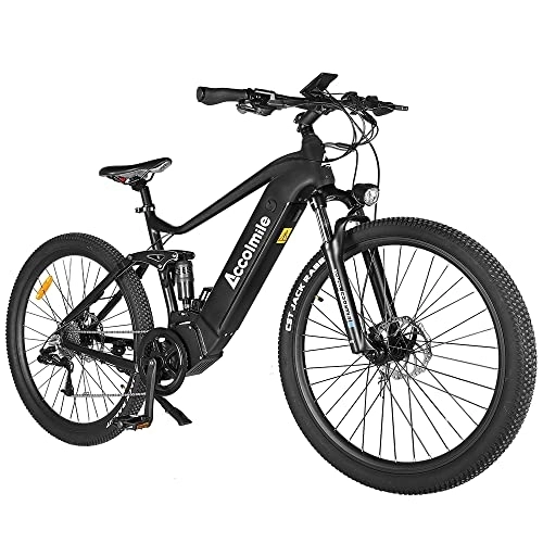 Bicicletas de montaña eléctrica : Accolmile Cola Bear 27, 5" / 29" Bicicleta Eléctrica, Batería Integrada Litio 48V 13Ah 624Wh, Suspensión Completa Unisex para Adultos, Bicicleta de Montaña de 9 Velocidades 8 Velocidades
