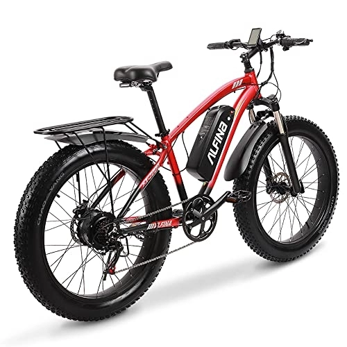 Bicicletas de montaña eléctrica : ALFINA Bicicleta eléctrica para Adultos 26"* 4" Fat Tire 17 Ah Batería Bicicleta eléctrica 7 Speed ​​​​Mountain Snow Bicicleta eléctrica