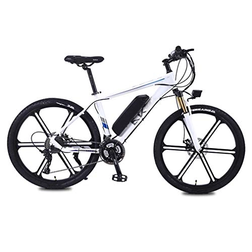Bicicletas de montaña eléctrica : AMGJ 26" Bicicleta Eléctrica de Montaña, con Faro de LED Tres Modos de Trabajo Extraíble 36V 8AH / 10AH / 13AH Batería de Litio de 27 de Velocidad hasta 30 km / h, Blanco, 8AH / 25KM