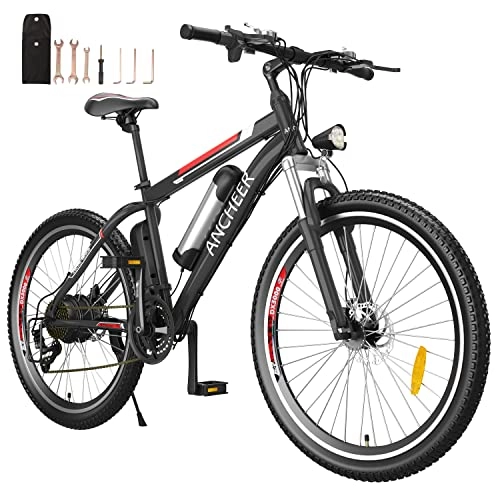 Bicicletas de montaña eléctrica : ANCHEER Bicicleta eléctrica de 26 pulgadas con batería extraíble de 10 AH, bicicleta eléctrica de 6 velocidades para adultos (clásico)