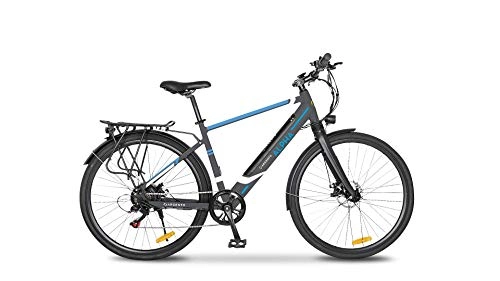 Bicicletas de montaña eléctrica : Argento Alpha - Bicicleta eléctrica de Ciudad para Hombre, Gris y Azul, Talla única
