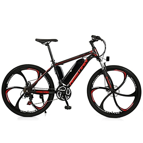 Bicicletas de montaña eléctrica : AZXV Bicicleta eléctrica de montaña, 21 velocidades de suspensión Completa Dual Dual Discus Bike Bicicleta DE MONTAÑA, Asiento Ajustable, RIGIDO HARDTTAIL, Bicicleta DE M Black red-36V350W10AH