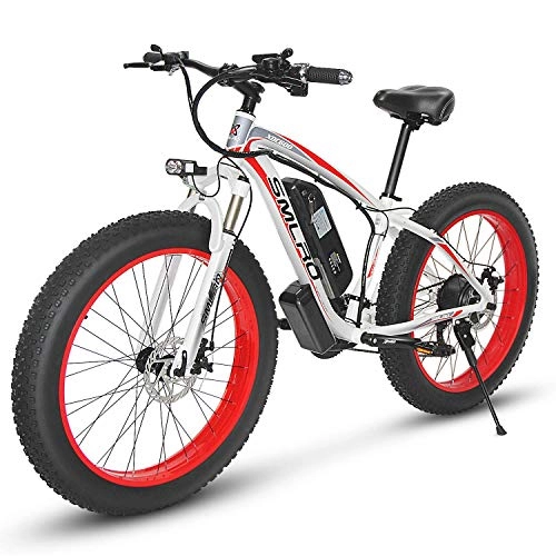 Bicicletas de montaña eléctrica : Bicicleta de montaña elctrica, Bicicleta de Nieve Fat Tire de 26 Pulgadas 500W / 1000W Bicicleta elctrica de 21 velocidades Beach Cruiser con batera de Litio de 48V 13AH para Adultos, 1000W