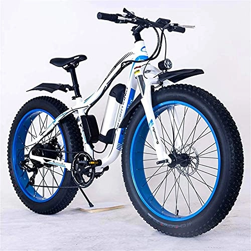 Bicicletas de montaña eléctrica : Bicicleta de montaña eléctrica de 26"36V 350W 10.4Ah Batería de Iones de Litio extraíble Neumático Grueso Bicicleta de Nieve para Deportes Ciclismo Viajes Desplazamientos (Color: Blanco Azu