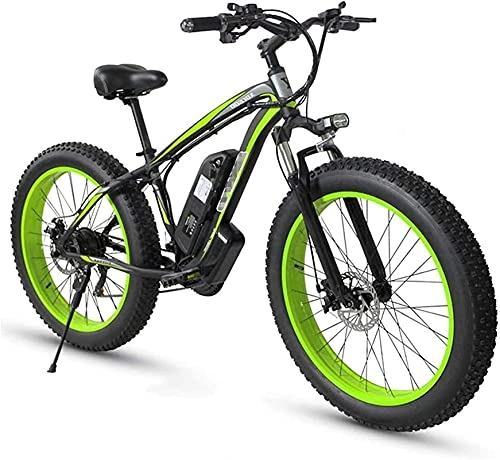 Bicicletas de montaña eléctrica : Bicicleta electrica Bicicleta de montaña eléctrica de neumático de gordo adulto, ruedas de 26 pulgadas, marco de aleación de aluminio ligero, suspensión delantera, frenos de disco dual, bicicleta de t