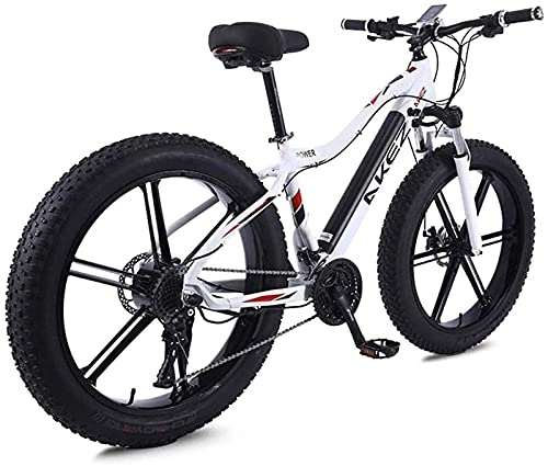 Bicicletas de montaña eléctrica : Bicicleta eléctrica 26 '' Bicicleta de montaña para Adultos con batería de Iones de Litio de Gran Capacidad 36V 350W 10Ah Capacidad de batería y Tres Modos de Trabajo (Color: Blanco)
