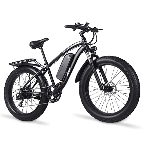 Bicicletas de montaña eléctrica : Bicicleta eléctrica 26 pulgadas Fat Tire offroad Bicicleta eléctrica Montaña E-bike Pedal Assist 48V 17Ah Batería de litio Freno de disco hidráulico MX02S (dos baterías)
