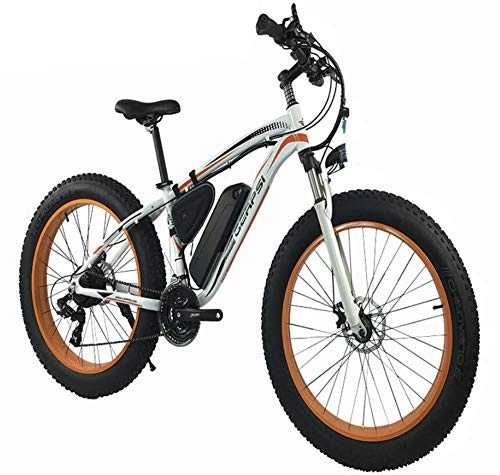 Bicicletas de montaña eléctrica : Bicicleta eléctrica de 1000 W, 48 V, 13 Ah, para hombre, 26 pulgadas, Fat Tire, eléctrica, para la playa, con dos frenos de disco hidráulicos y horquilla, color blanco