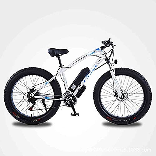 Bicicletas de montaña eléctrica : Bicicleta eléctrica de 26"Bicicleta de neumático Grueso 350W 36V / 8AH Batería Ciclomotor Nieve Playa Bicicleta de montaña Acelerador y Asistencia de Pedal (Color: Blanco, Tamaño: 13AH)