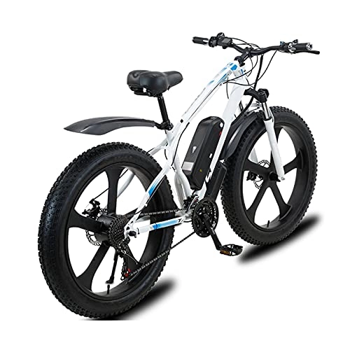 Bicicletas de montaña eléctrica : Bicicleta Eléctrica De Montaña 26"E-MTB Bicicleta 1000W con Batería De Iones De Litio Extraíble 48V 13A para Adultos, 21 Velocidades, Frenos De Disco, Blanco