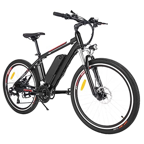 Bicicletas de montaña eléctrica : Bicicleta eléctrica de montaña, 26 pulgadas, 250 W, con batería de litio extraíble de 36 V 12, 5 Ah y Shimano de 21 velocidades