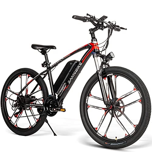 Bicicletas de montaña eléctrica : Bicicleta Eléctrica E-MTB 26", Bicicleta Eléctrica de Montaña, Ebike para Adultos, 350W E-Bike Bici Electrica con Batería Extraíble De 48V 8Ah, Engranajes De 21 Velocidades, Black
