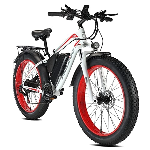 Bicicletas de montaña eléctrica : Bicicleta Eléctrica E-MTB 26", Bicicletas Electricas de Montaña con Batería Litio 48V 17.5Ah, 4, 0 Neumáticos Gordos, 85N.m, Freno de Disco Hidraulico, Kilometraje de Recarga 90KM, Shimano 21