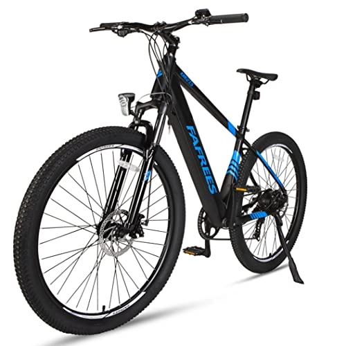 Bicicletas de montaña eléctrica : Bicicleta Eléctrica E-MTB 27.5", 250W Motor | Shimano 7vel | Sistema de Freno Doble, Batería Litio 36V 10.4Ah. EU Stock (Azul)