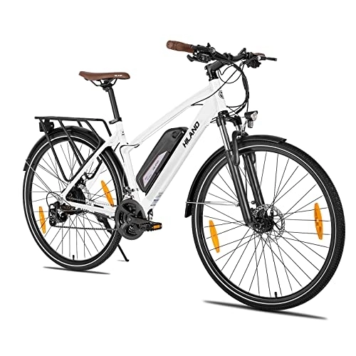 Bicicletas de montaña eléctrica : Bicicleta eléctrica Hiland de 28 pulgadas con 7 marchas Shimano E-Trekking, Urbanbike, motor de 250 W, batería de iones de litio de 36 V, 10, 4 Ah, 25 km / h, para hombre y mujer