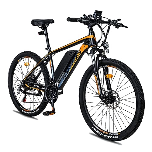 Bicicletas de montaña eléctrica : Bicicleta eléctrica para adultos, bicicleta de montaña eléctrica con soporte trasero de 36 V 10 Ah batería extraíble, motor de 250 W de 21 velocidades de desplazamiento de bicicleta de ciudad (negro)