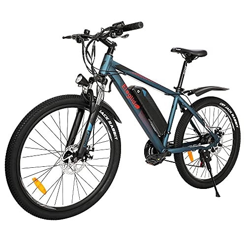 Bicicletas de montaña eléctrica : Bicicleta eléctrica para Adultos Eleglide, Bici eléctrica de montaña de 26", Motor 250 W, batería 7, 5 Ah, Shimano transmisión Delantero y Trasero - 21 velocidades (Azul-M1)