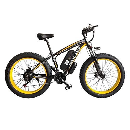 Bicicletas de montaña eléctrica : Bicicletas Eléctricas para Adultos, con Batería Extraíble de 36V / 13Ah, Neumáticos 4.0"Híbrido de 21 velocidades, para Ciclismo al Aire Libre, Viajes, ejercicioblack Yellow