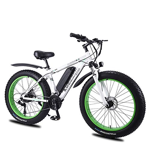 Bicicletas de montaña eléctrica : Caige Bicicletas elctricas 350W 26" con la batera de Litio extrable elctrico de Motos de Nieve, 27 de Velocidad, Blanco, 8AH