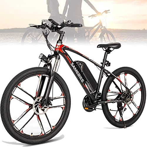 Bicicletas de montaña eléctrica : CHEIRS Bicicleta eléctrica de 26"para Bicicleta de montaña eléctrica, batería extraíble de Iones de Litio de 350 W 48 V 8 Ah, hasta 35 km / h con 21 velocidades, Black