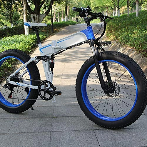 Bicicletas de montaña eléctrica : Chicstyleme Bicicleta Elctrica Plegable de Cuadro de Aleacin de Aluminio, 350W de Alta Potencia, 26", 48V 10AH, Freno de Disco, Bicicleta Elctrica Ciudad / Montaa