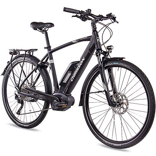 Bicicletas de montaña eléctrica : CHRISSON E-Bike Pedelec E-Actourus 2019 - Bicicleta de Trekking para Hombre con 10G Deore Bosch PL, Color Negro Mate