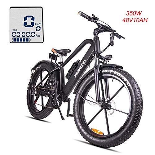 Bicicletas de montaña eléctrica : CHXIAN 26" Bicicleta Elctrica Fat Bike, Bicicleta elctrica Mountain con Pantalla LCD 3 Modos de Conduccin Sistema de Transmisin Shimano de 6 Velocidades