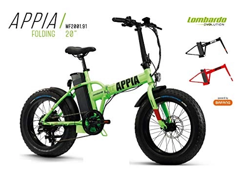 Bicicletas de montaña eléctrica : Cicli Puzone Bicicleta Lombardo ApPIA Folding Fat Bike 20 BAFANG Gamma 2019, GREEN BLACK MATT, 44 CM
