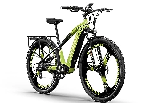 Bicicletas de montaña eléctrica : Cysum Bicicleta eléctrica de 29 pulgadas, bicicleta de montaña eléctrica para adulto, batería de litio 48 V, 14 Ah, freno de disco hidráulico (verde)