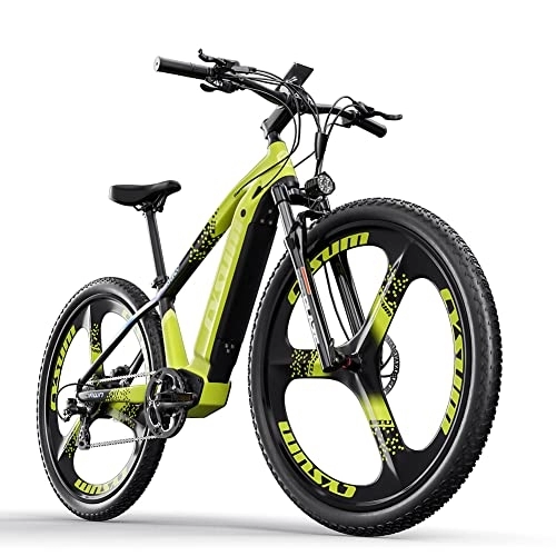 Bicicletas de montaña eléctrica : cysum M520 E-Bike Bicicleta eléctrica de montaña de 29 Pulgadas con batería extraíble de 48 V 14 Ah E-Bike de Resistencia 50-80 km para Adultos (Verde)