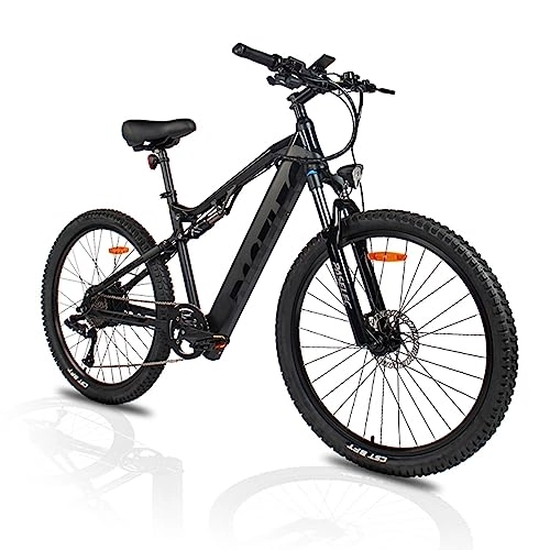 Bicicletas de montaña eléctrica : DEEPOWER Bicicleta eléctrica GS9 para adultos, motor sin escobillas BAFANG de 250 W, bicicleta de montaña eléctrica de 27.5 pulgadas, batería de litio extraíble de 48 V 13 AH, 9 velocidades, freno de