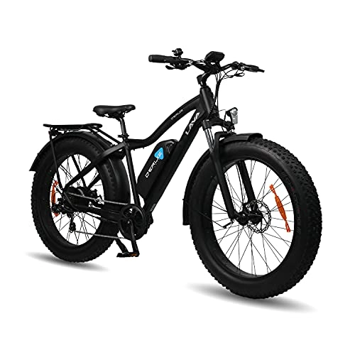 Bicicletas de montaña eléctrica : DERUIZ Lava Bicicletas eléctricas para Adulto, Fat Tire Bike de 26 Pulgadas Bici Todo Terreno, Bicicleta de Montaña con 48V 624Wh Batería de Litio extraíble(Negro)