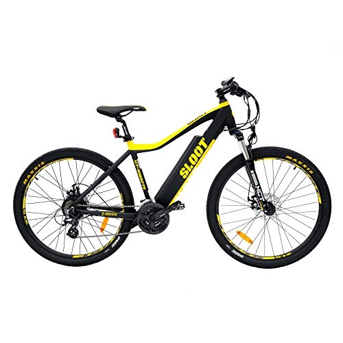 Bicicletas de montaña eléctrica : E-MTB Hardtail E-HT1001 - Bicicleta eléctrica (27, 5"), color negro y amarillo