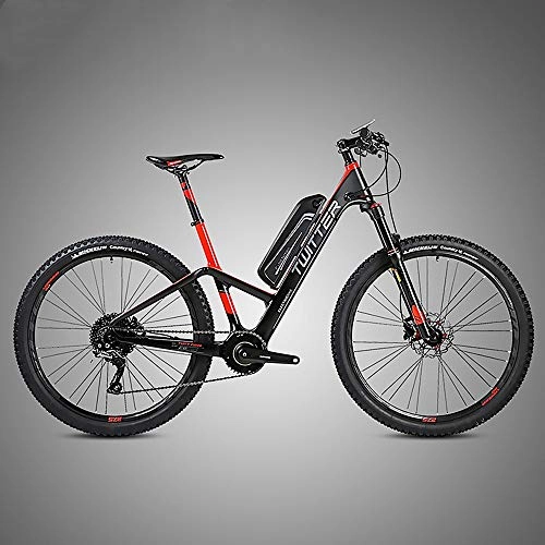 Bicicletas de montaña eléctrica : Eléctrica de bicicletas de montaña, 26 pulgadas plegable E-Bici con súper ligero de aleación de magnesio 6 rayos de la rueda integrada, prima la suspensión plena y 11 de velocidad de engranajes, Rojo