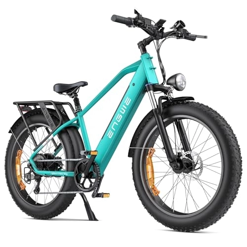 Bicicletas de montaña eléctrica : ENGWE E26 Bicicleta Eléctrica para Adultos, 26"x4.0" Fat Tire, Bicicleta de Montaña Eléctrica de 250W, Batería de 48V 16Ah, Alcance de hasta 140KM, 7 velocidades, (High-Step, Azul Gema)