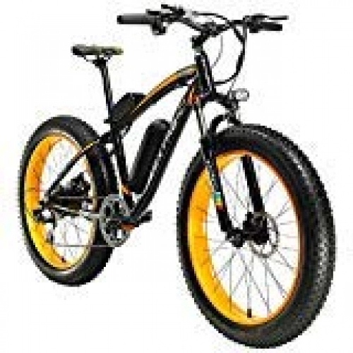 Bicicletas de montaña eléctrica : Extrbici Bicicleta elctrica usada Xf660 500W 48V BMX Snowmobile 7 Speed Electric Mountain Bike (Amarillo)