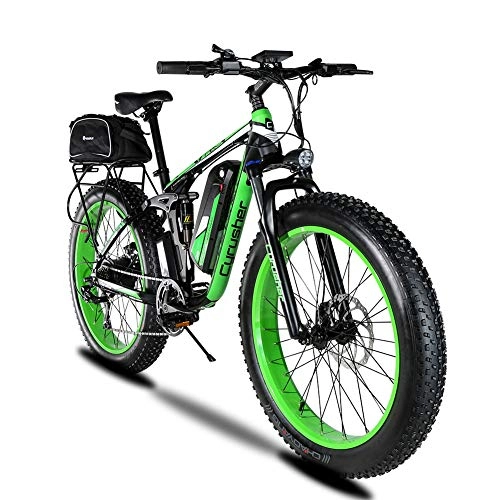 Bicicletas de montaña eléctrica : Extrbici Bicicleta Eléctrica de Montaña para Adultos 750W 48V 26 Pulgadas Neumático Gordo Sistema de Absorción de Impactos Dual Adecuado para Montar al Aire Libre XF800 (Verde)