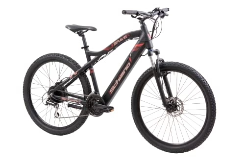 Bicicletas de montaña eléctrica : F.lli Schiano Braver 27.5", MTB Bicicleta Electrica, Unisex Adulto, Negra-roja