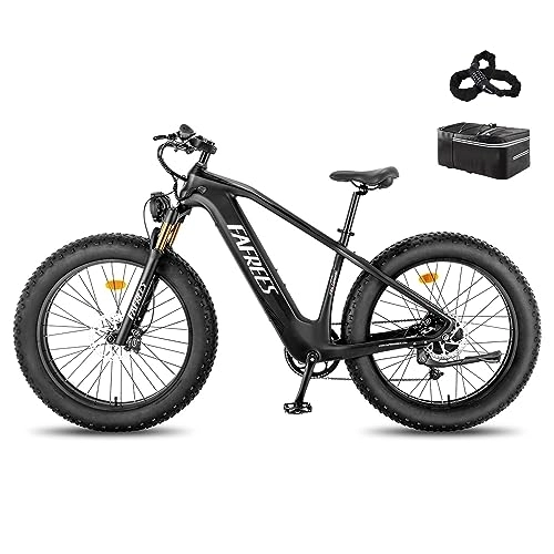 Bicicletas de montaña eléctrica : Fafrees Bicicleta eléctrica Fibra de Carbono, 1080Wh / 22.5AH Batería Samsung Bicicleta Urbana eléctrica, 100KM Bici montaña eléctrica, 26"*4.8" Fatbike, Shimano 9 Vels (F26 CarbonM)