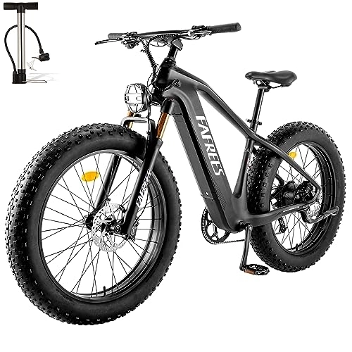 Bicicletas de montaña eléctrica : Fafrees F26 CarbonM [Oficial] Bicicleta eléctrica de 26 pulgadas para adultos 48 V / 22, 5 batería, bicicleta eléctrica para hombre 95 N.m, bicicleta eléctrica de montaña de 180 kg, Shimano 9S, frenos de