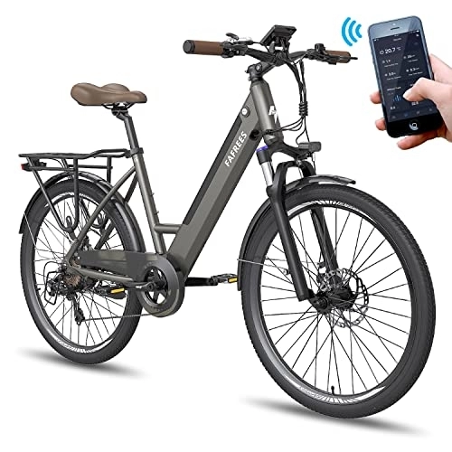 Bicicletas de montaña eléctrica : Fafrees F26 Pro [ Oficial ] Urban Bicicleta Eléctrica Mujer 26 Pulgadas con App, City Ebike 250W E Bike Bicicleta Bicicleta de montaña Hombre Pedelec 120 kg 36 V / 10 Ah, 25 km / h Shimano 7S