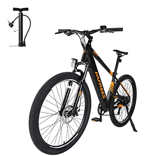 Bicicletas de montaña eléctrica : Fafrees KRE27.5 - Bicicleta de montaña eléctrica para mujer (27, 5 pulgadas, 250 W, batería de 36 V, 10 Ah, Shimano 7S, para 120 kg, 165 - 198 cm), color naranja