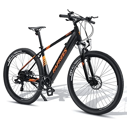 Bicicletas de montaña eléctrica : Fafrees KRE27.5 Ciclomotor eléctrico Bicicleta 27.5" 250W Adulto E-Bike con 36V 10Ah Batería extraíble, SHIMINO 7-velocidades, Naranja / Negro