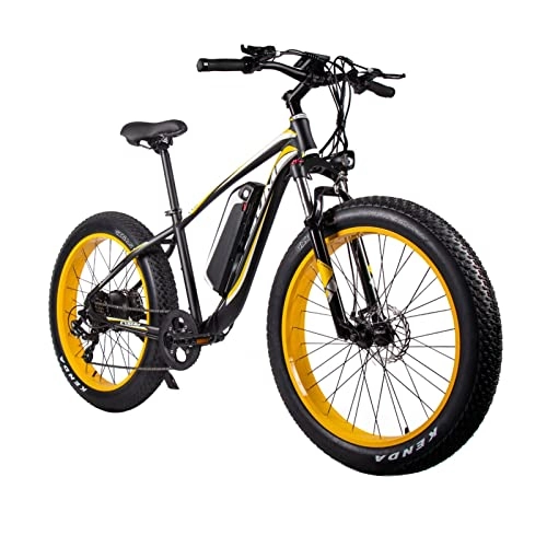 Bicicletas de montaña eléctrica : FMOPQ Electric BicycleElectric Bike Adults 1000W Motor 48V 17Ah Lithium-Ion Battery Removable 26" 4.0 Fat Tire Electric Bicycle 28MPH Snow Beach Mountain E-Bike 7-Speed (Color : Blue) (Yellow)