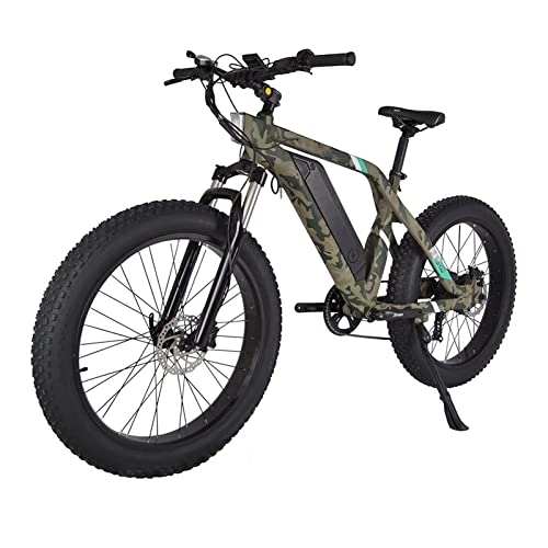 Bicicletas de montaña eléctrica : FMOPQ Electric Bike 26" Powerful 750W 48V Removable Battery 7 Speed Gears Fat Tire Electric Bicycles with Pedal Assist for Man Woman (Color : Black) (Camouflage)